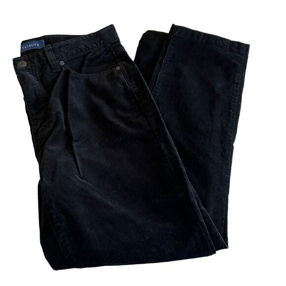 Talbots High Waist Straight Leg Black Pinwale Corduroy Jeans Size 6 - Picture 1 of 4